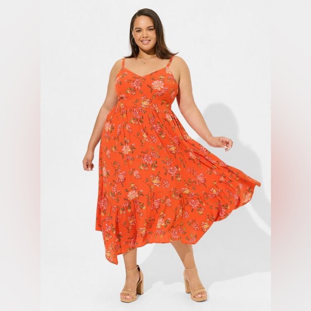 Torrid Gauze Tiered Hanky Hem Dress